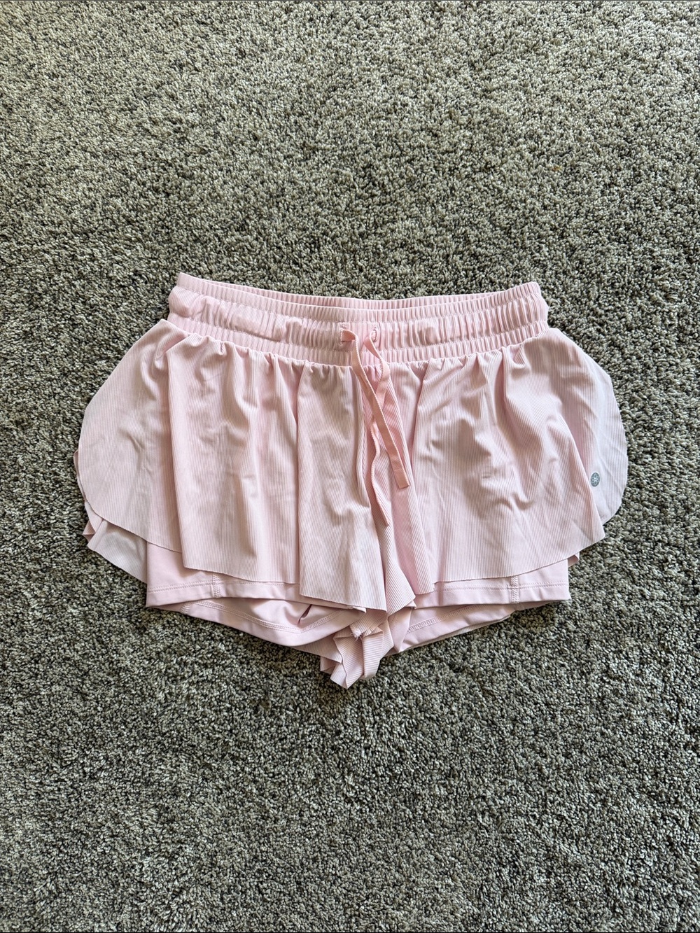 Light Pink Layered Ruffle Athletic Shorts